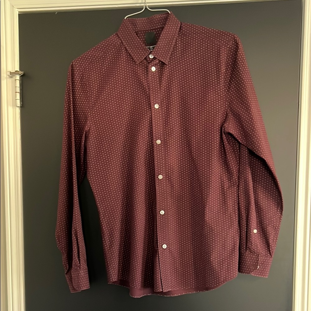 Men's Burgundy Polka Dot Shirt
